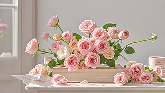 花語甜夢(mèng) 粉色玫瑰與精致甜品的浪漫邂逅